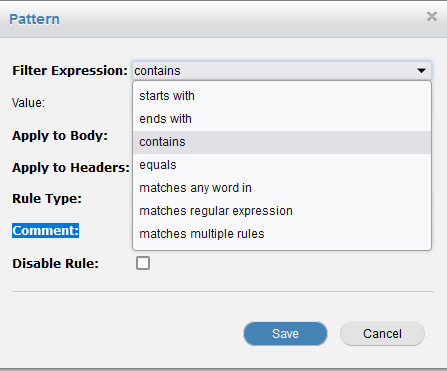 Pattern Filter Expressions
